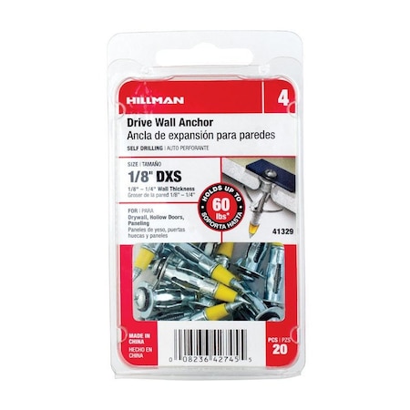 Hillman Screw Anchor, 1/8" L, Steel, 5 PK 41329